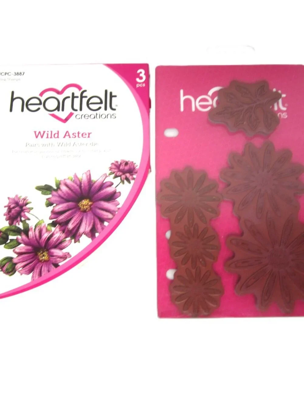 Heartfelt Creations Wild Aster Cling Stamps 3 Pcs Floral Summer Spring